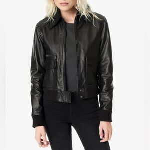 Joe’s Jeans Collection Billie Leather Jacket with Faux Shearling Collar